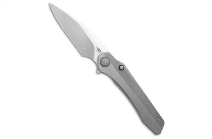 Bestech Knives Bestech Wet Nellie Button Lock Flipper Gray Titanium 3.625 Satin 1456B9E3